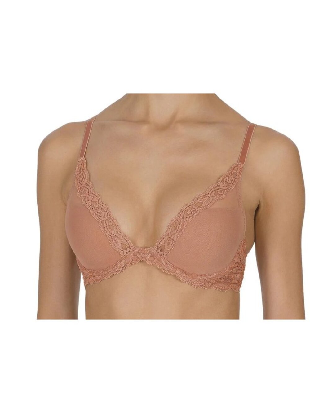 Natori Feathers Plunge T-Shirt Bra 730023 Underwire Lace Frose Pink Size 32DD
